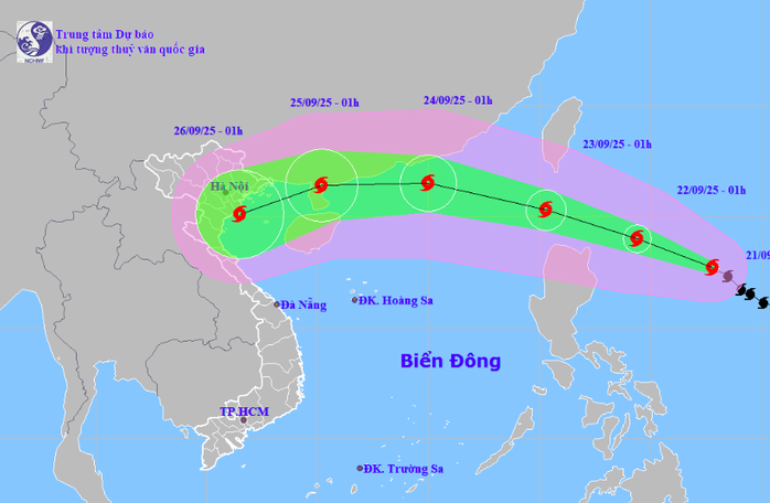 Dự báo hướng di chuyển của bão Ragasa có thể ảnh hưởng đến nước ta