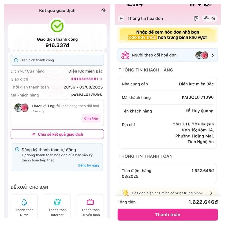 Người dân liên tục chia sẻ hóa đơn tiền điện so sánh với tháng 7